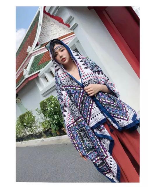 Khăn choàng du lịch biển khăn choàng boho in hoạ tiết thổ cẩm