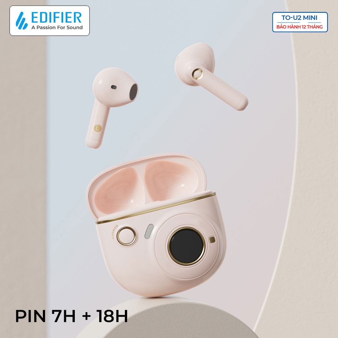 Tai nghe bluetooth Edifier To-u2 mini Hiển thị màn hình OLED Dynamic driver Pin 24 giờ Game mode - Hàng chính hãng