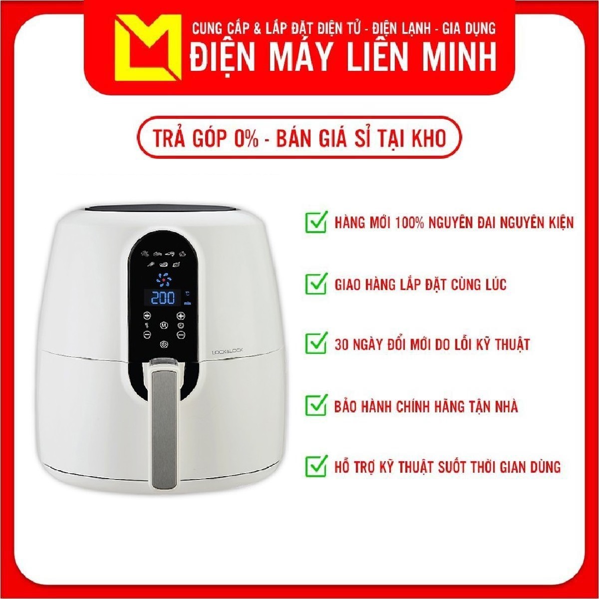 Nồi Chiên Không Dầu Lock&amp;Lock EJF351WHT (5.2L) (Trắng) - Hàng chính hãng