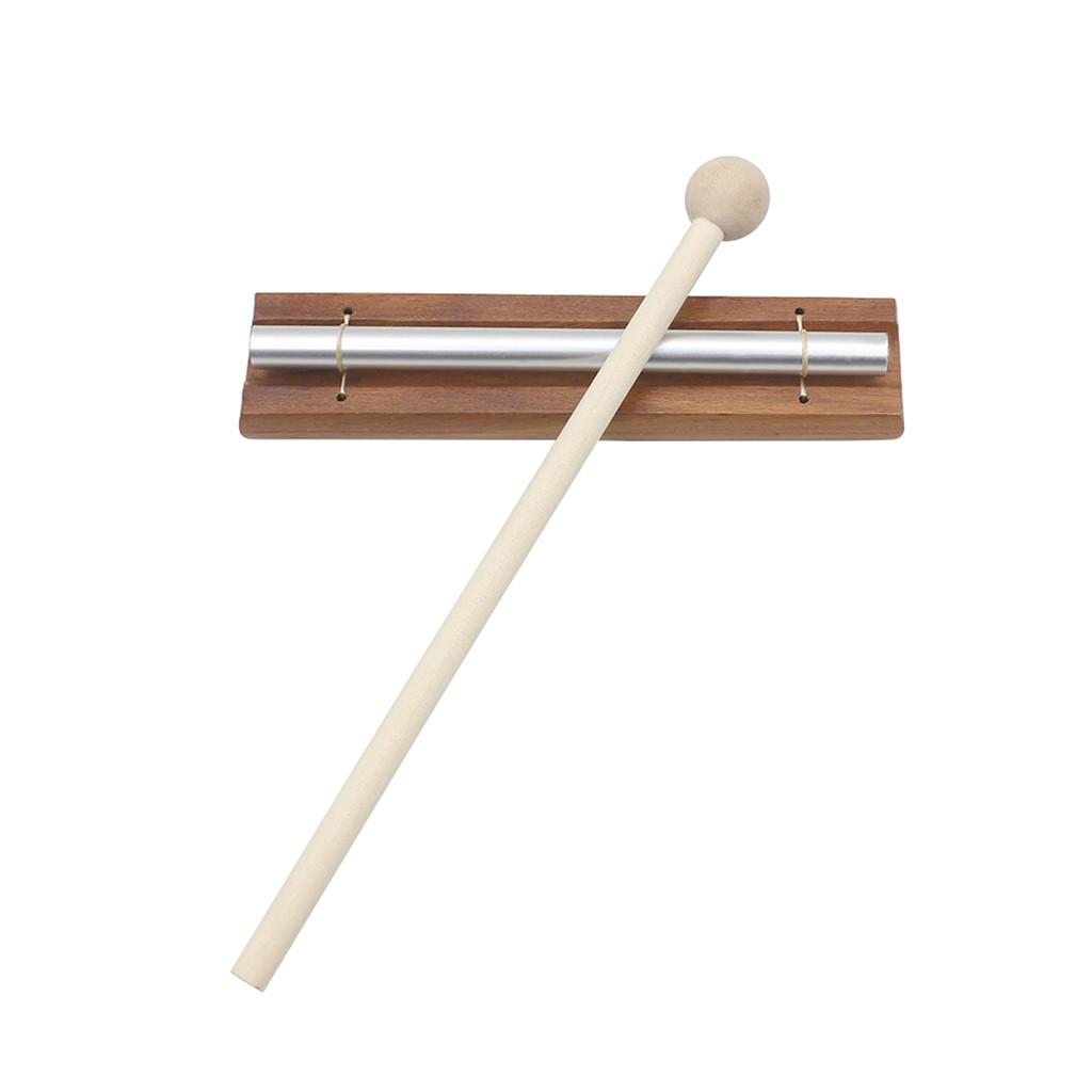 Solo Chime on Wooden Base w/ Mallet Single Rod for Yoga Meditation Energy