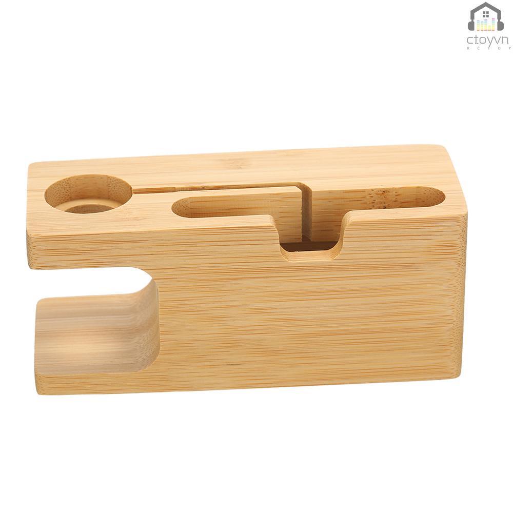 Đế sạc bằng tre để bàn cho đồng hồ thông minh iWatch iPhone