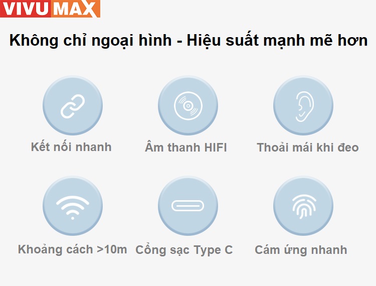 Tai nghe Bluetooth 5.3 cao cấp Vivumax VX10 - Hàng Chính Hãng