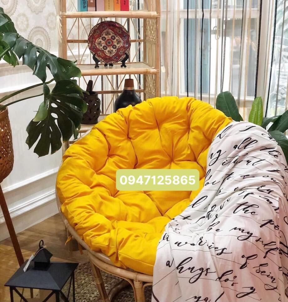 Ghế Mây Lười Đọc Sách- Ghế Mây Papasan 1M2 Kèm Nệm Nhung Cao Cấp To Thoải Mái -Ghế Mây Lười Thư Giãn Đan Trà- Ghế Mây Thư Giãn Đọc Sách- Nội Thất Mây Tre Đan Trà
