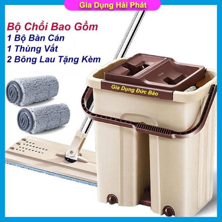 Bộ Cây Lau Nhà, Chổi Lau Nhà Thông Minh Tự Vắt 360 Độ (SIZE ĐẠI) Cao Cấp TẶNG Kèm 2 Miếng Lau Siêu Sạch