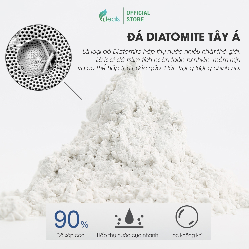 Thảm đá Diatomite Tây Á siêu hút nước ECODEALS loại cao cấp - Siêu hấp thụ nước, chống trượt, kháng khuẩn và nấm mốc - Kích thước 60x39 cm