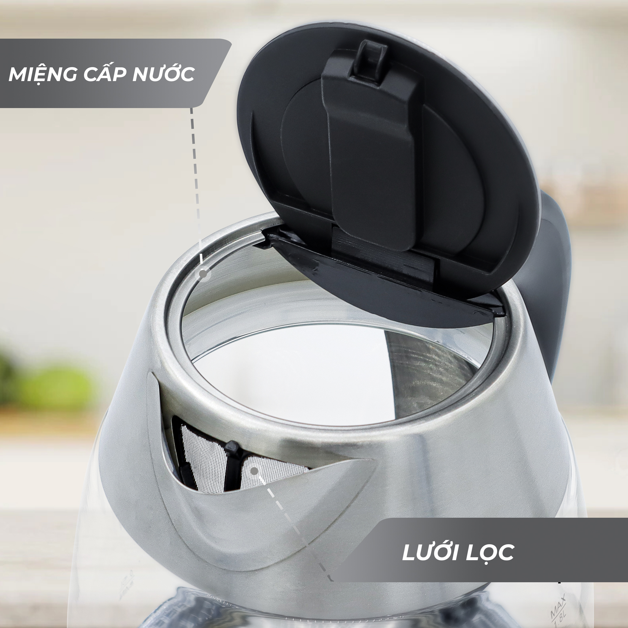 Ấm siêu tốc thủy tinh LEBENLANG LBWE2626 bằng thủy tinh chịu nhiệt - hàng chính hãng