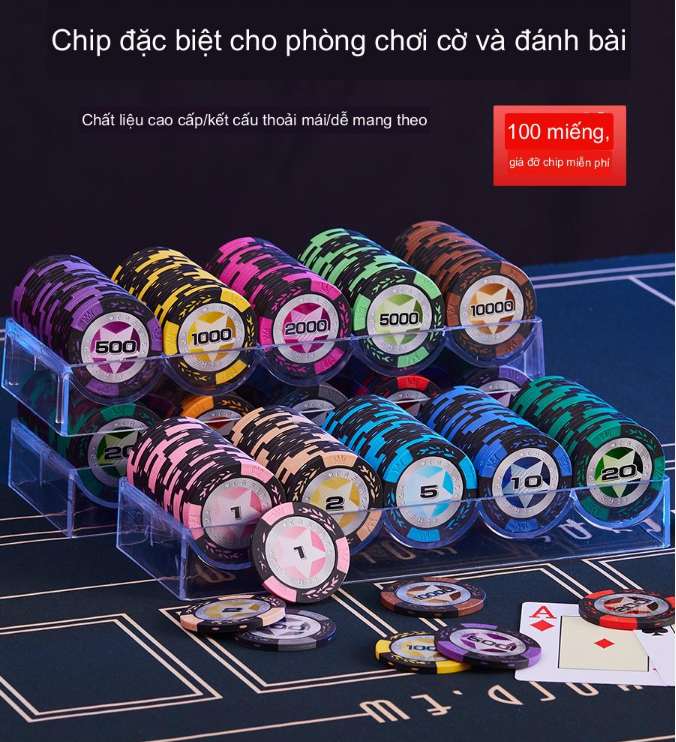 Bộ Phỉnh 100 Chip Texas Poker