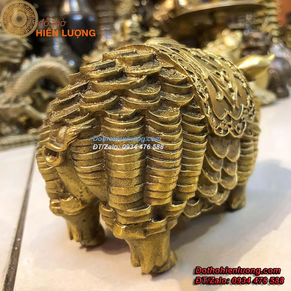 Tượng Linh Vật Heo Mình Tiền Đồng Vàng