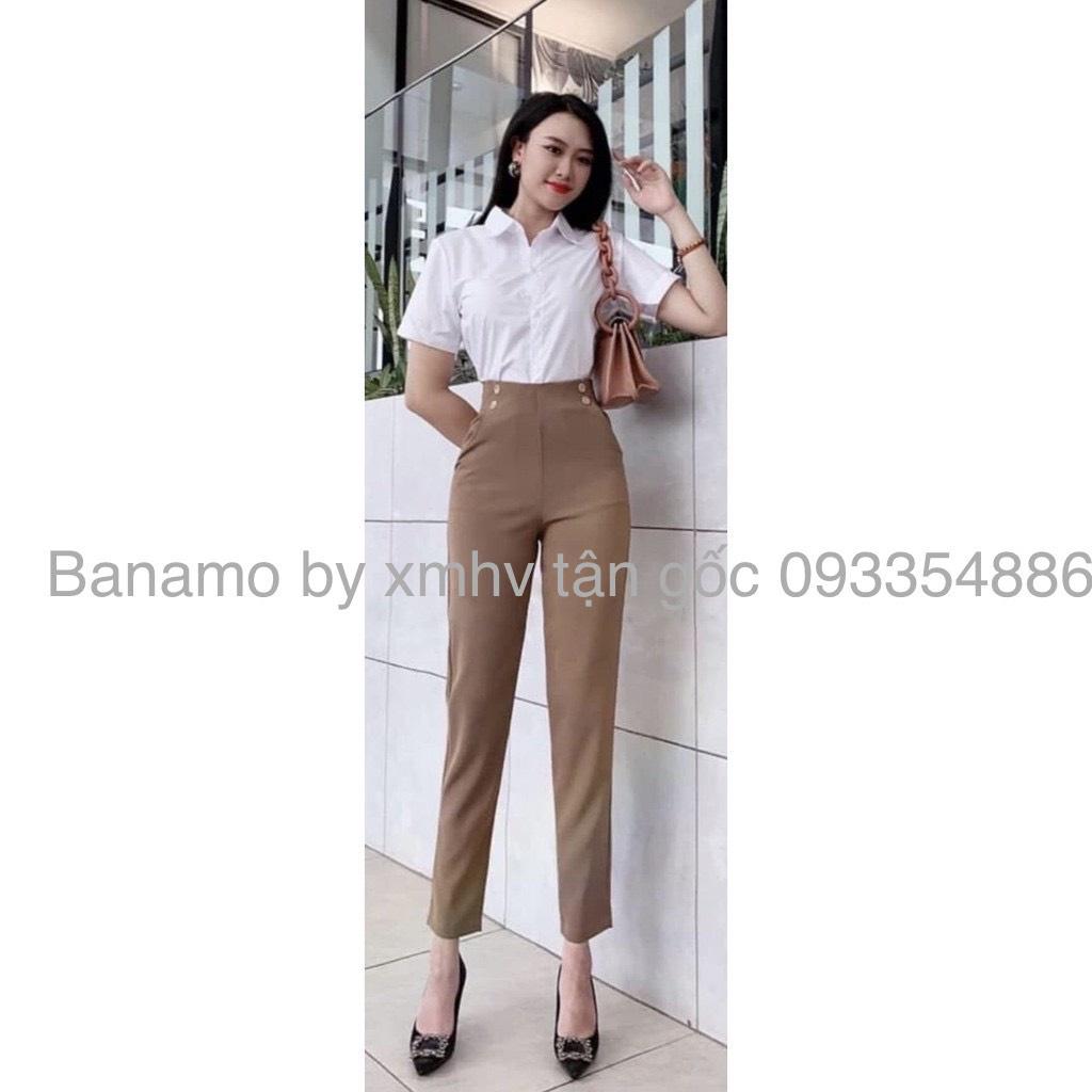 Quần baggy 4 khuy khóa lệ cạp cao siêu xinh thời trang Banamo Fashion 8332