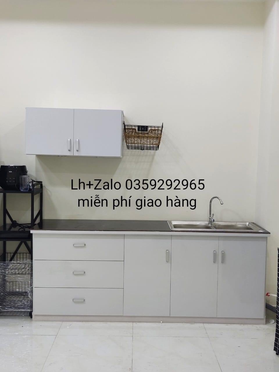 Tủ bếp mini nhựa đài Loan ốp mặt gạch sẵn bồn đôi