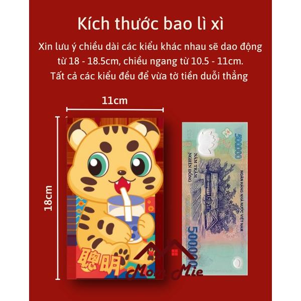 Bộ 3 bao lì xì Tết Nhâm Dần 2022 size to nổi bật, thiết kế xếp độc đáo, in nổi 3D - LX015