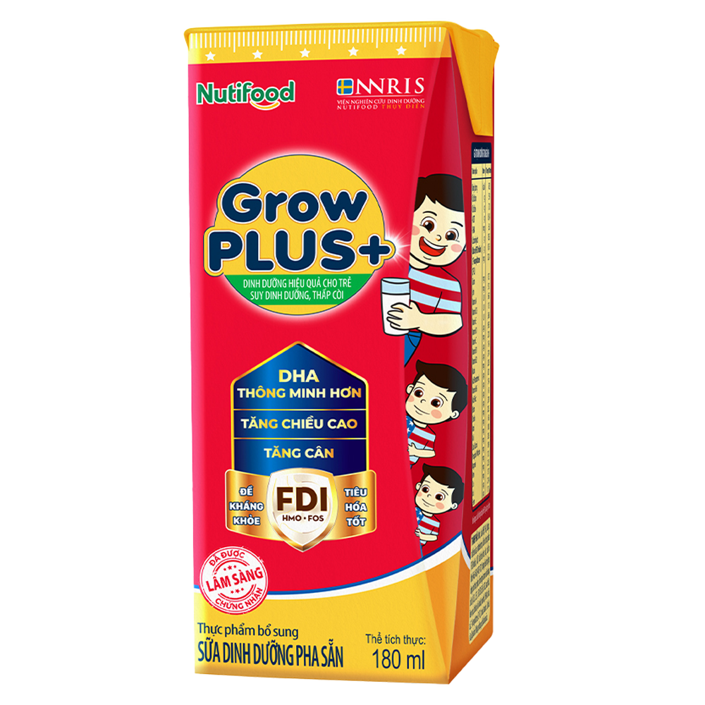Combo 6 Lốc Sữa bột Pha Sẵn GrowPLUS+ Suy Dinh Dưỡng (đỏ) - Hộp 180ml (Lốc 4 hộp)