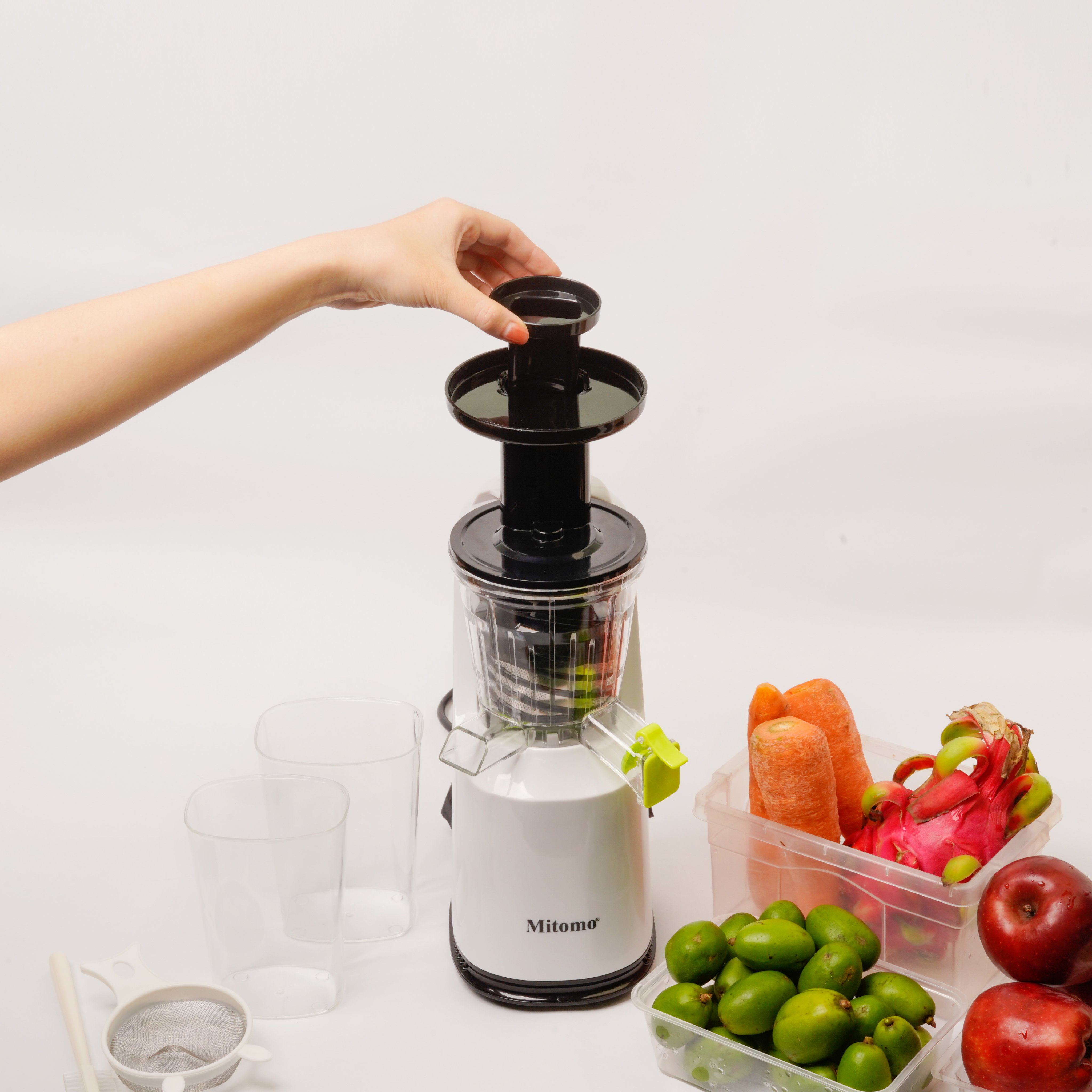 Máy ép trái cây,hoa quả Mitomo- Giữ Nguyên Dinh Dưỡng, Động Cơ Êm, Dễ Vệ Sinh hãng chính hãng