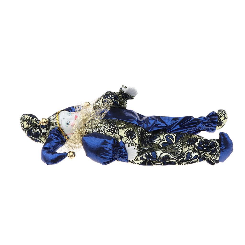 Porcelain Clown Doll Hanging Foot Harlequin Doll Home Display Ornament, D
