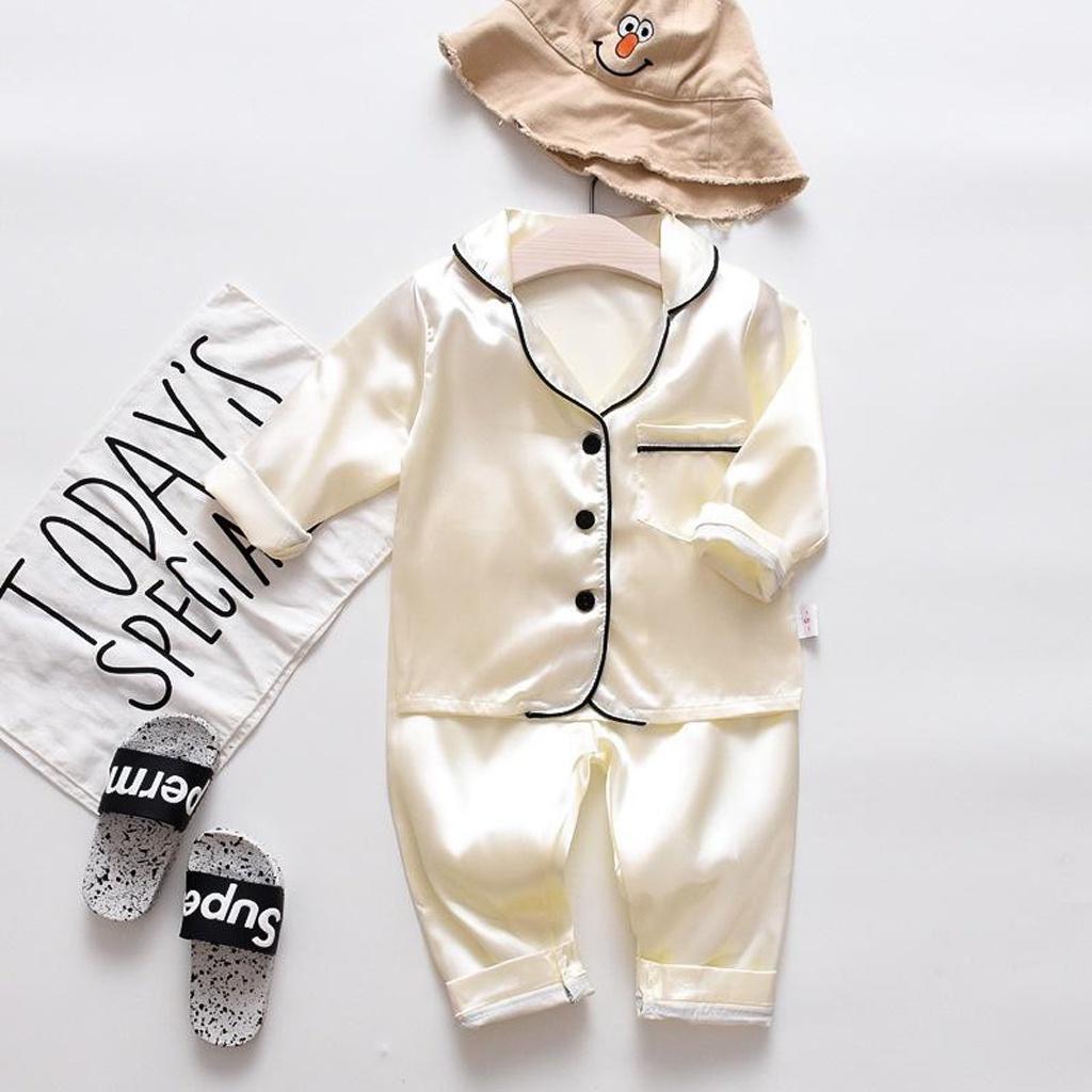 Bộ Pijama lụa dài tay cho bé ROSY KIDS , Bộ Đồ Ngủ Cho bé Chất lụa mặc đi ngủ hay đi chơi đều xinh từ 6-28kg