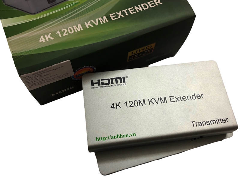 Bộ kéo dài HDMI 120m qua cáp mạng lan Sinoamigo HDES120-KVM (thêm 3 cổng USB kết nối phím chuột) - Hàng Chính Hãng