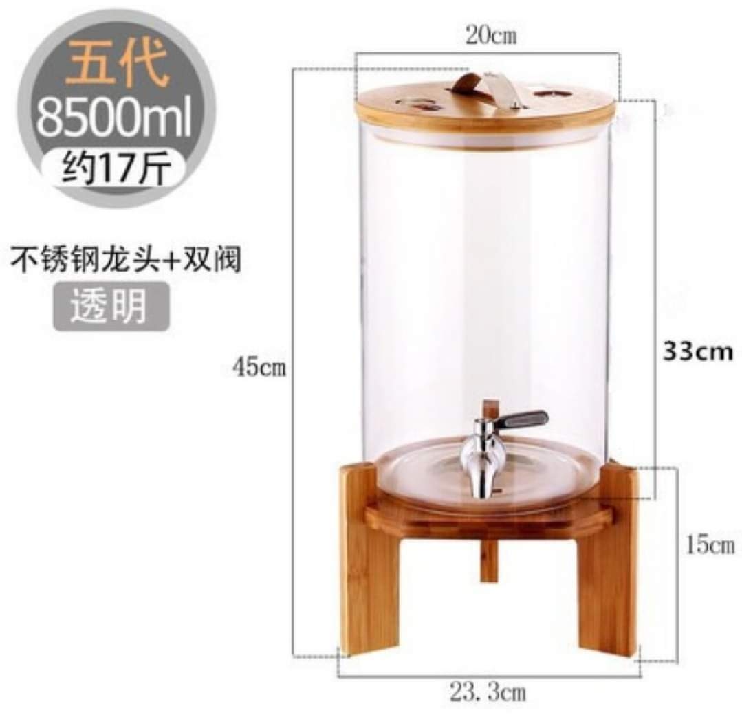 BÌNH THỦY TINH KÈM ĐẾ GỖ DUNG TÍCH 5L - 8L