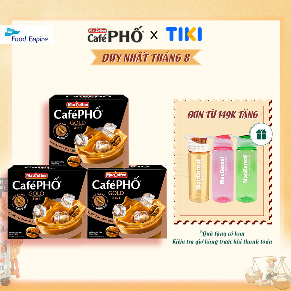 Combo 3 Hộp Cà phê Phố sữa đá GOLD - MacCoffee (hộp 10 gói x 28g)
