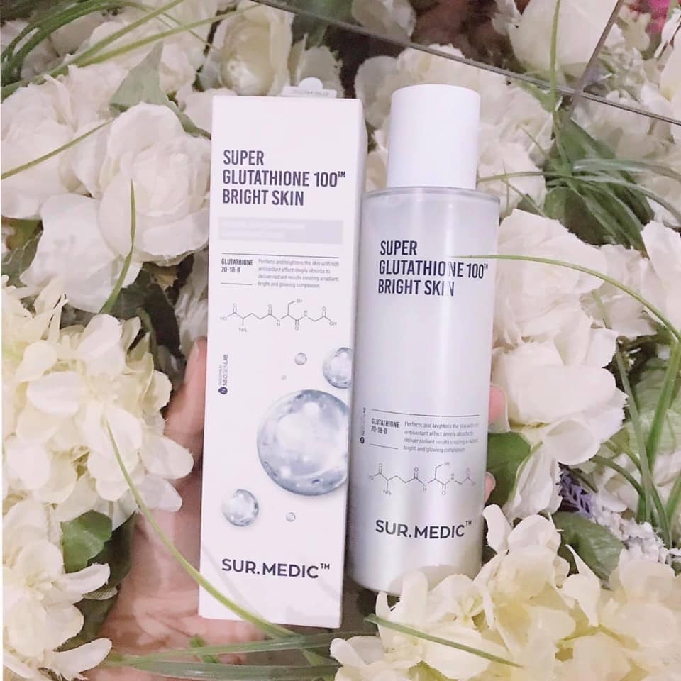 Nước Hoa Hồng Dưỡng Trắng Da Sur.Medic+ Super Glutathione 100 Bright Skin 145ml  + Tặng kèm 1 băng đô tai mèo màu ngẫu nhiên