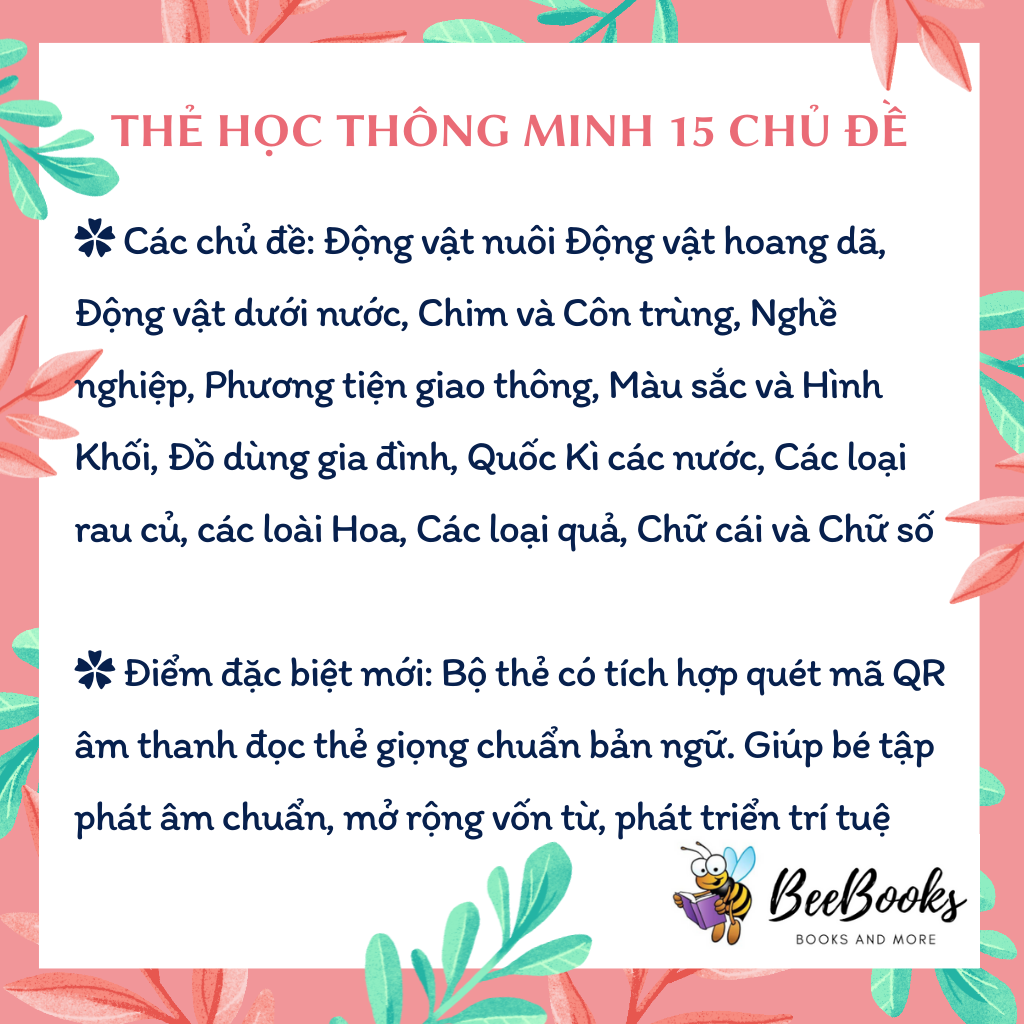 Thẻ Học Thông Minh Cho Bé Song Ngữ Việt Anh 15 chủ đề- Bộ thẻ theo phương pháp giáo dục sớm của Glenn doman có File nghe