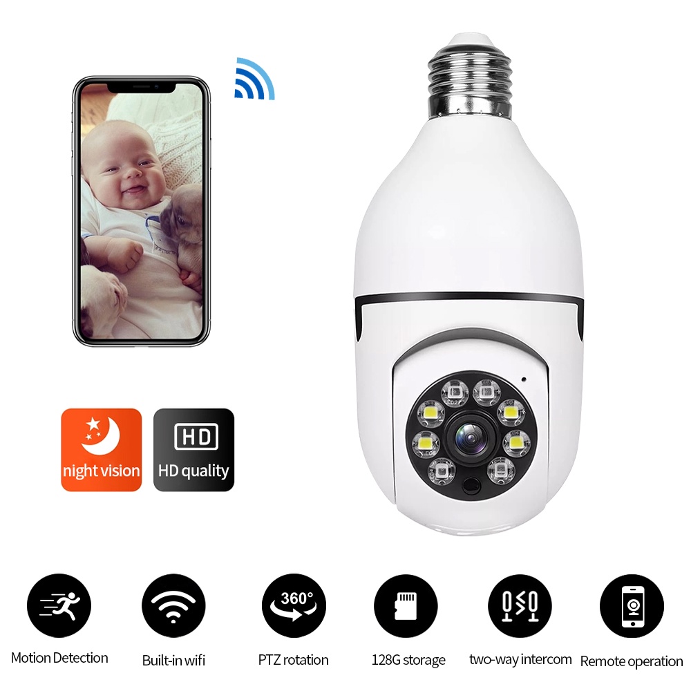 Camera A6 wifi IP 360 độ bóng đèn FullHD 1080P, kết nối với điện thoại từ xa, giám sát không dây, quay ban đêm