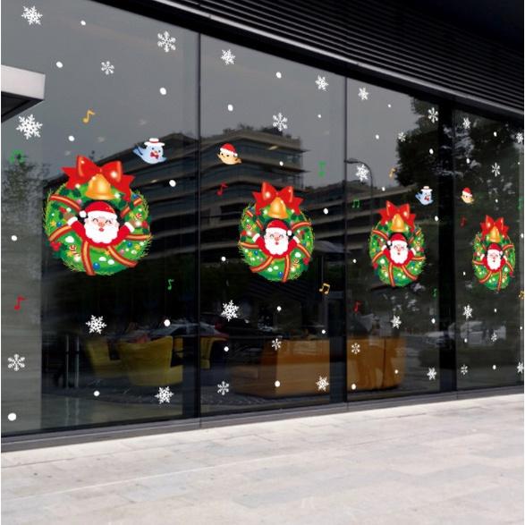 Decal trang trí Noel Hít Tĩnh Điện 2 mặt - VÒNG GIÁNG SINH NHIỀU MẪU