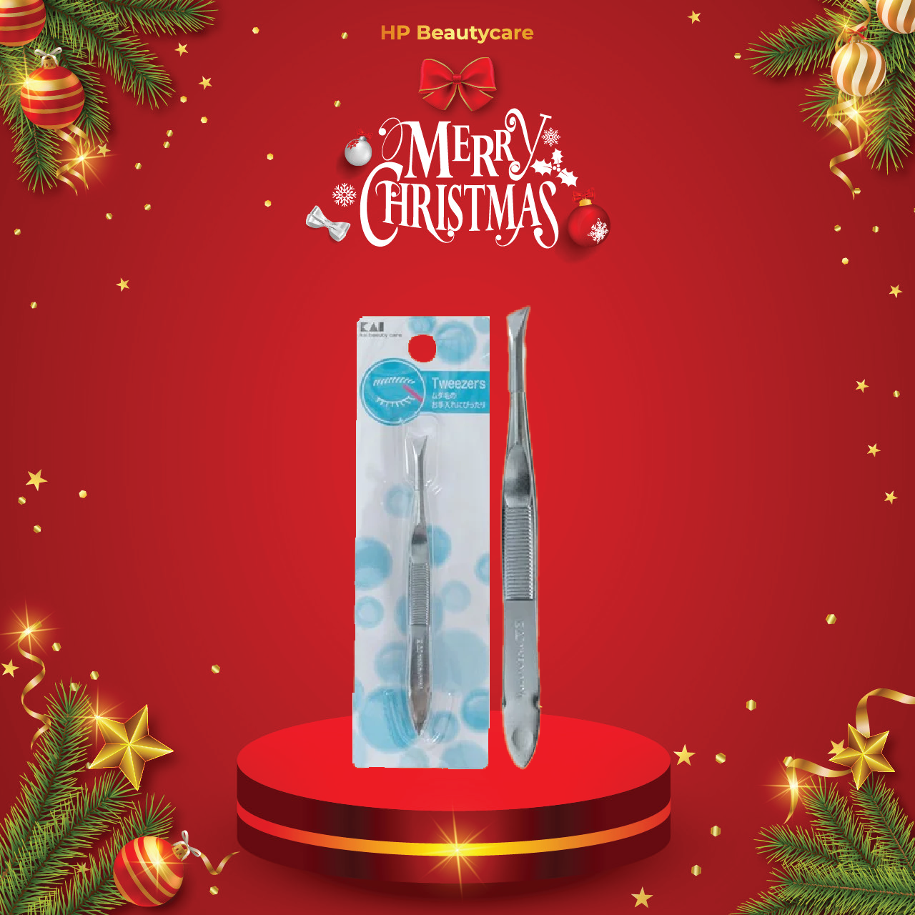 Nhíp Nhổ Lông Mày Bằng Thép Kai Tweezers HL0401