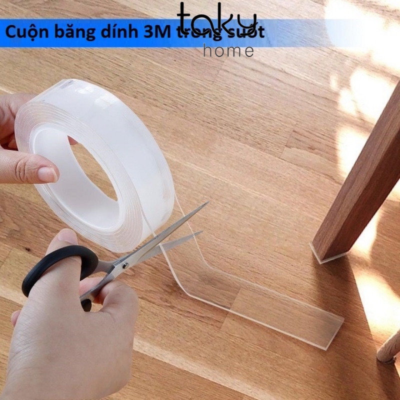 Cuộn Băng Keo Siêu Dính Đa Năng 2 Mặt Trong Suốt, Băng Dính Trong Suốt, Sử Dụng Dính Đồ Vật Trong Nhà. TakyHome 6005