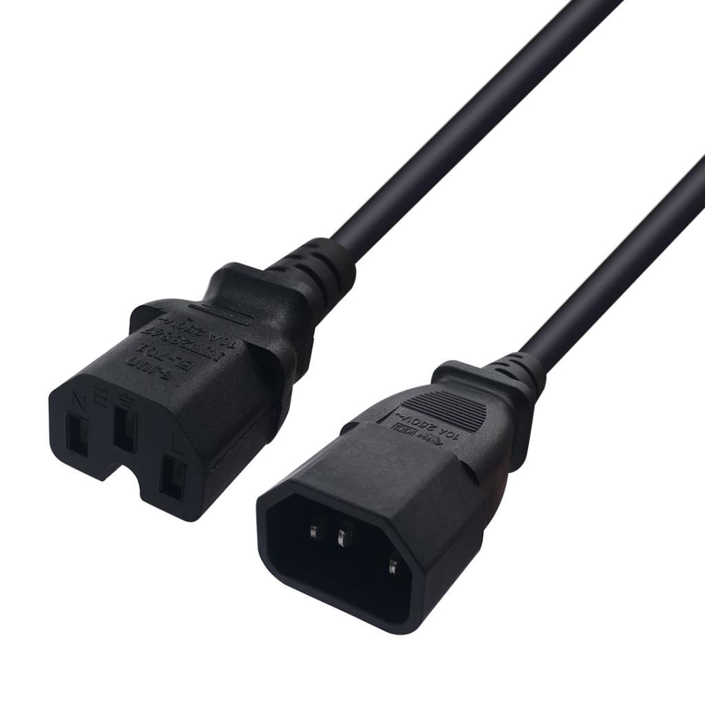 Power Extension Cable IEC 320 C14 to C15 Plug Black 1.5M For PC Computer UPS