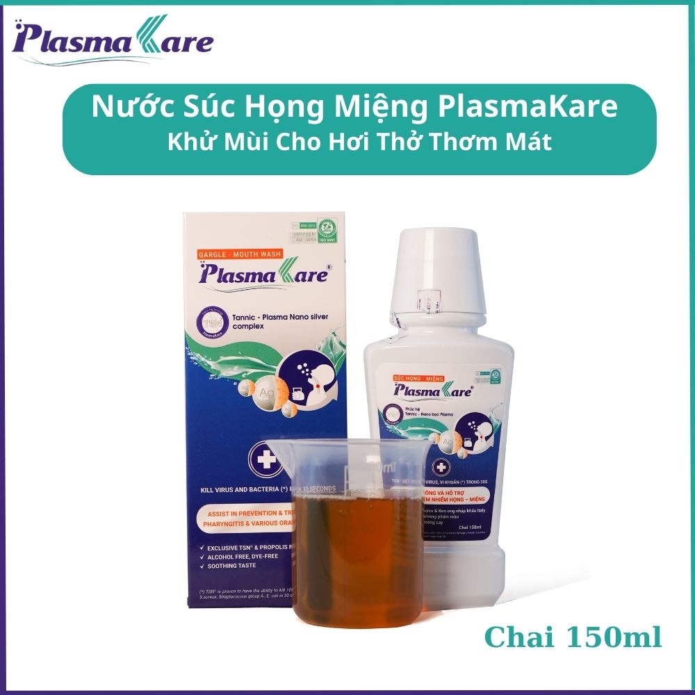 Súc Họng Miệng Nano Bạc PlasmaKare - Giảm Ho Sạch Đờm - Cho Hơi Thở Thơm Mát Chai 150m