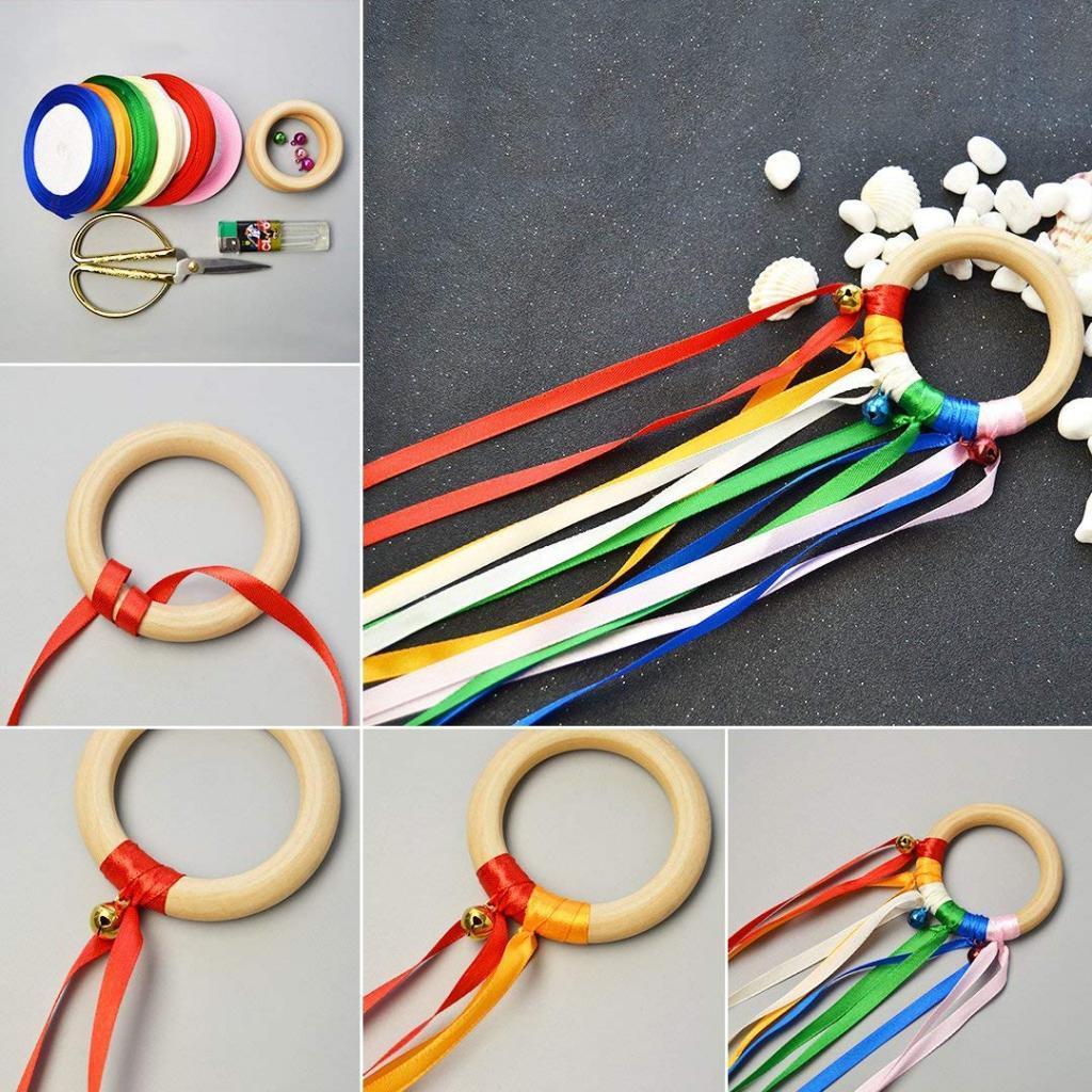 3x 20× Wood Rings Circles Unfinished Wood for Craft, Pendant And Connectors