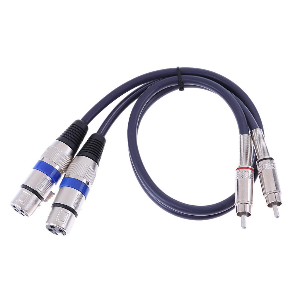 Dual Female XLR To Male RCA Cable 2 XLR To 2 RCA Plug  Audio Cable .5M