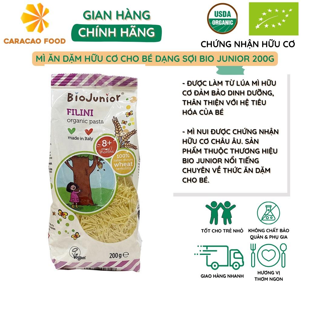 Mì ăn dặm hữu cơ cho bé dạng sợi Bio Junior 200g, Thức ăn dặm cho bé (Từ 8 tháng tuổi)