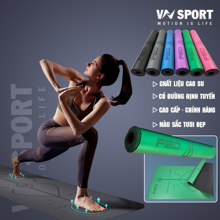 Thảm Yoga Định Tuyến Cao Cấp Fed 68Cm X 183Cm X0.5Cm - Xanh Lá - 68Cm X 183Cm X 0.5Cm