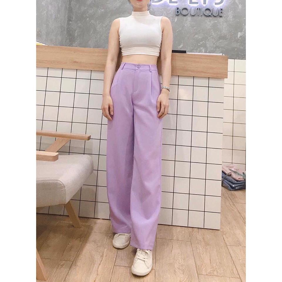 Quần tây ống rộng tím và đen