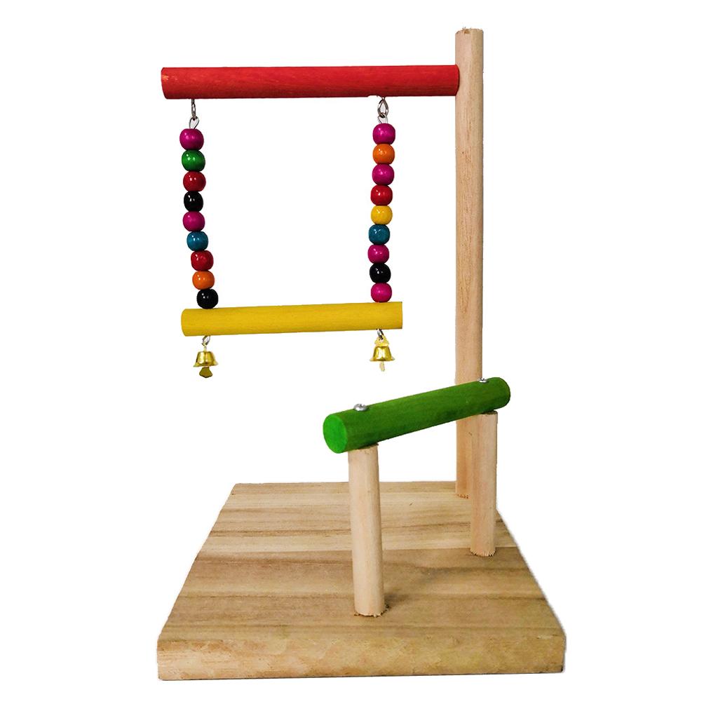 Pet  Parrot Bird Climb Stand Perch Stand Wooden Birds Chew Cage Swing Toys