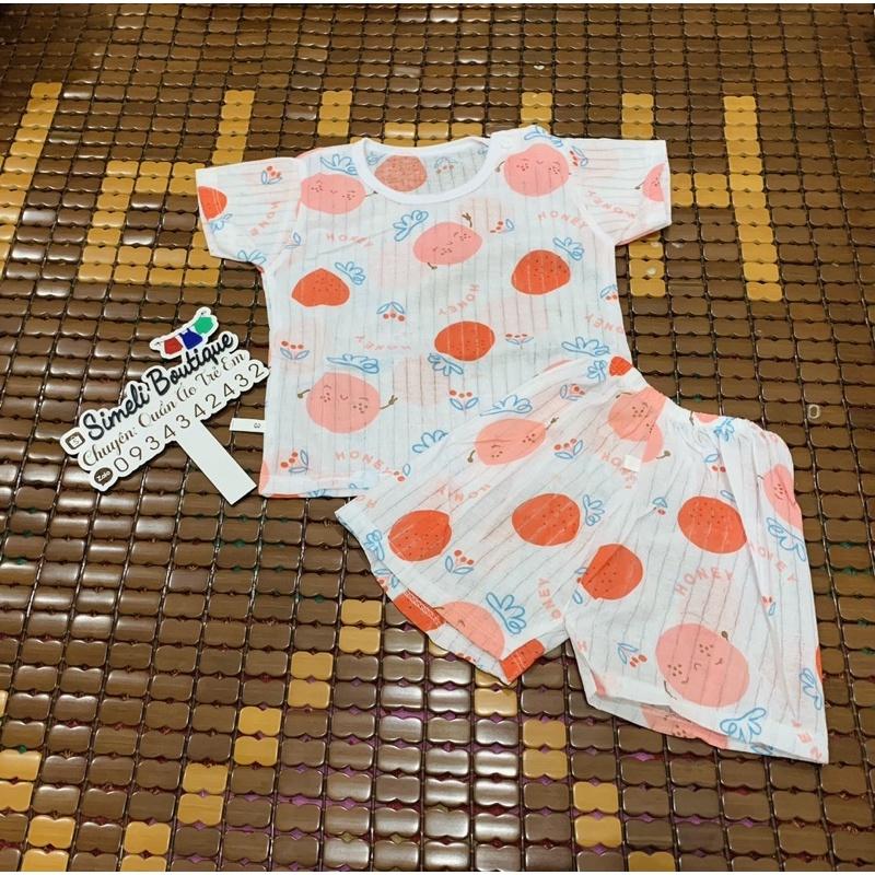 [Ảnh thật] Bộ Cotton Giấy Cộc Tay Loại 1 Cho Bé Trai Bé Gái Từ 6-13kg (QATE025