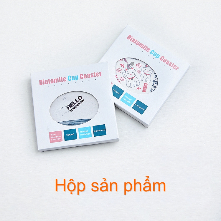 Miếng lót ly - Tấm lót ly, cốc siêu hút nước bằng đất xốp Diatomite họa tiết, thông điệp dễ thương - Chuột