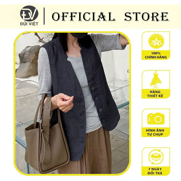 Áo Blazer Nữ Chất Linen - Vest Không Tay Dáng Rộng Chất Linen Cao Cấp Hàng May Đũi Việt