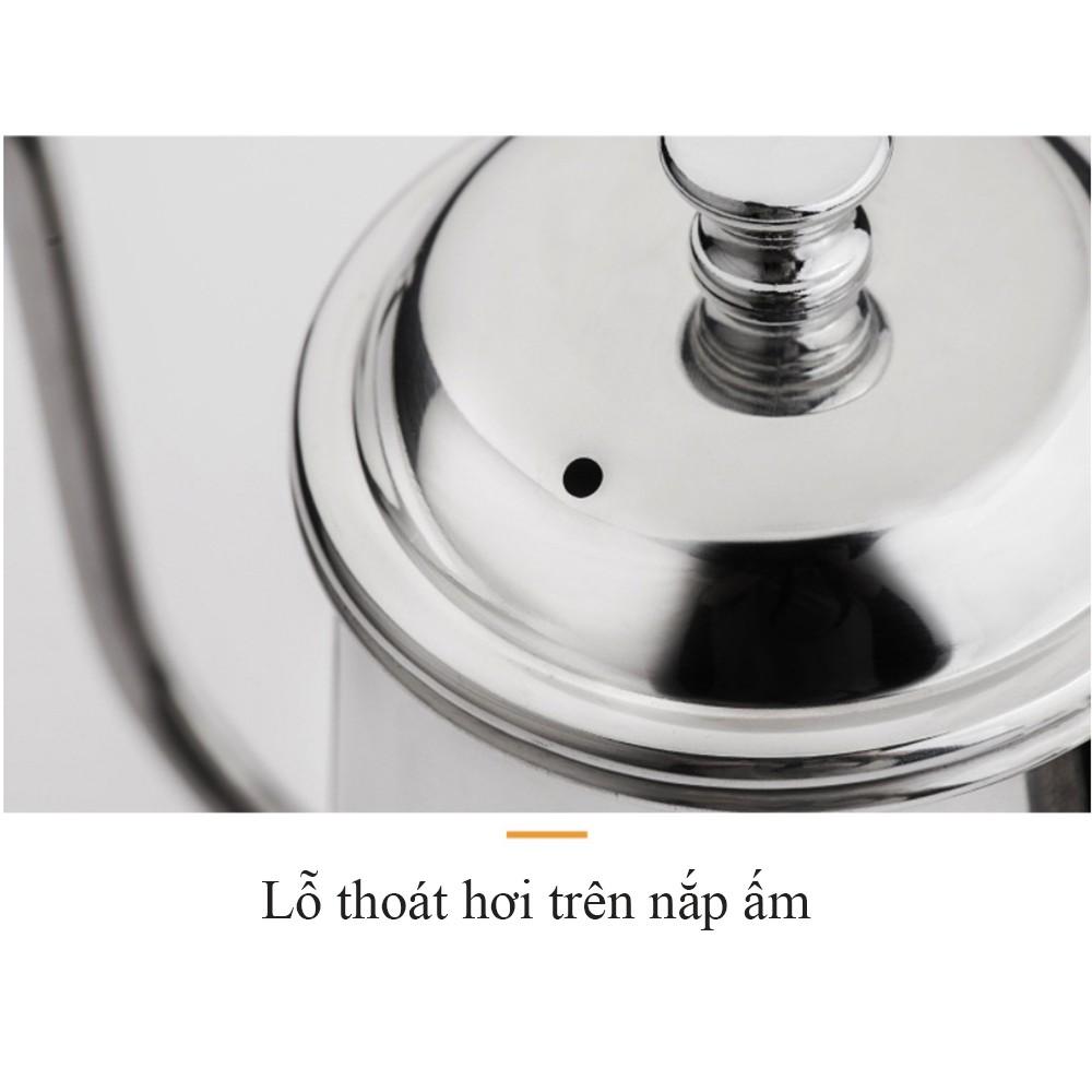 Ấm pha cafe pha trà vòi ngỗng có nắp 650ml Inox 304 cao cấp AnShin