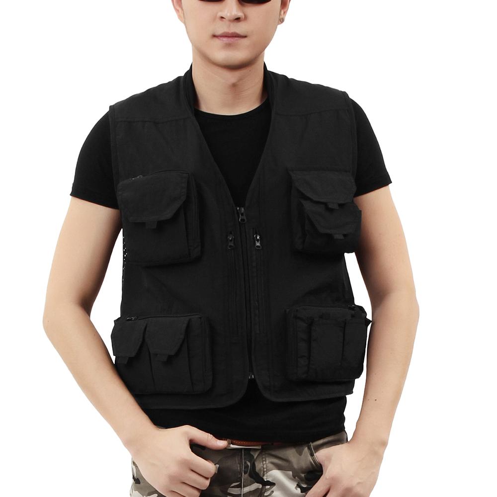 B16 Men Fishing Jacket with Detachable Back Quick Drying Multi-Pocket Work Vest Outdoor Travel Photo Cargo Vest Jacket
