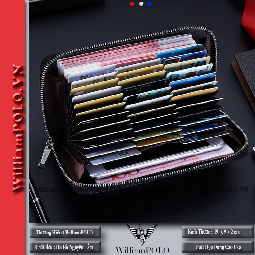Ví cầm tay nam - ví nam cao cấp Full hộp WilliamPOLO - V28