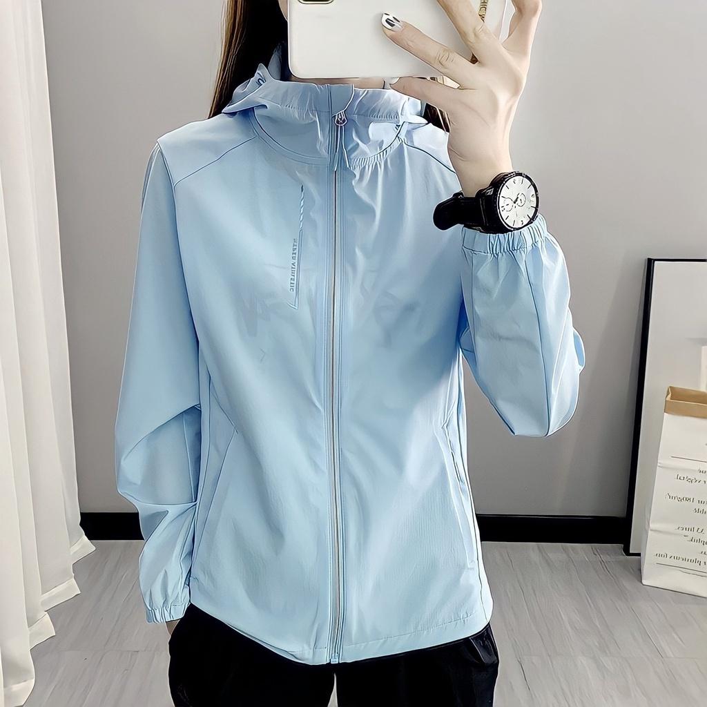 Áo Khoác Gió Nữ Chống Nước Giữ Nhiệt Cổ Cao Có Mũ