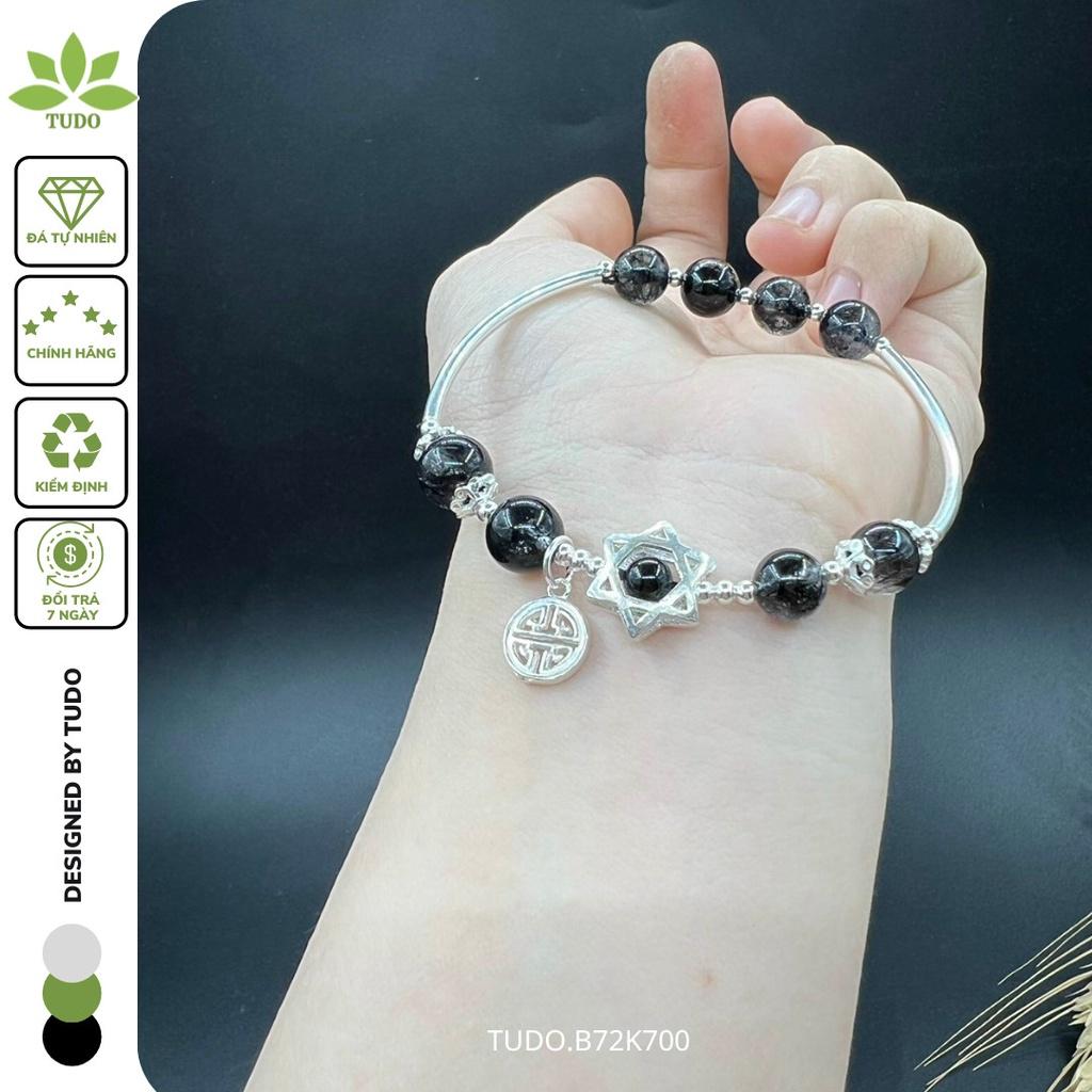 Vòng Tay Nữ Đẹp - Vòng Phong Thủy Mệnh Thủy, Mộc TUDO VCB VCBTATDEN AG925 B72K700 Charm Ngôi Sao