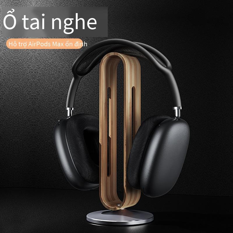 Phong cách mới nhất sáng tạo gỗ tre khung tai nghe máy tính để bàn khung tai nghe hợp kim nhôm móc treo hội trường trò chơi hiển thị tai nghe đứng