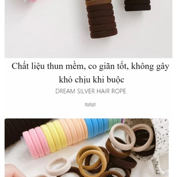 Sét 20 chun buộc tóc nhiều màu sắc dây buộc tóc ống trơn kèm ống đựng trong suốt