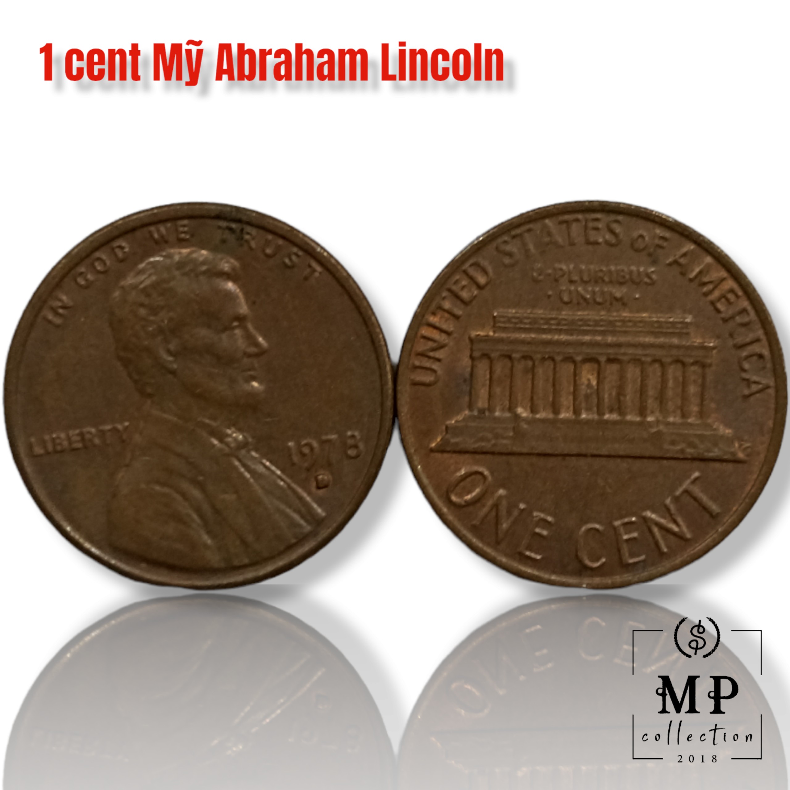 Đồng xu sưu tầm 1 cent Mỹ với hình tổng thống Abraham Lincoln năm ngẫu nhiên