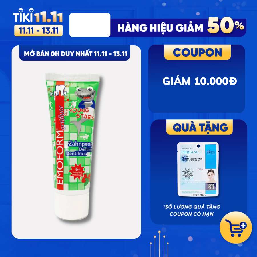 Kem đánh răng Bảo Vệ Răng Toàn Diện, Chống Sâu Răng Cho Trẻ 6 – 12 tuổi Emoform Actifluor Youngtars 75ml