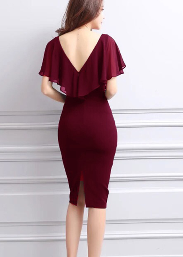 Đầm ôm phối voan tay cánh tiên - DT819