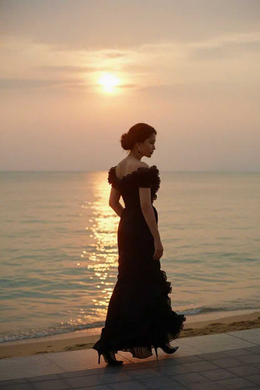 Đầm Maxi Trễ Vai, Đầm Dài Đi Tiệc, Đầm Dạ Hội Đen thời trang thiết kế Hity